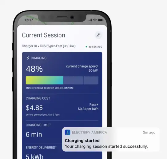 App live charging session screen
