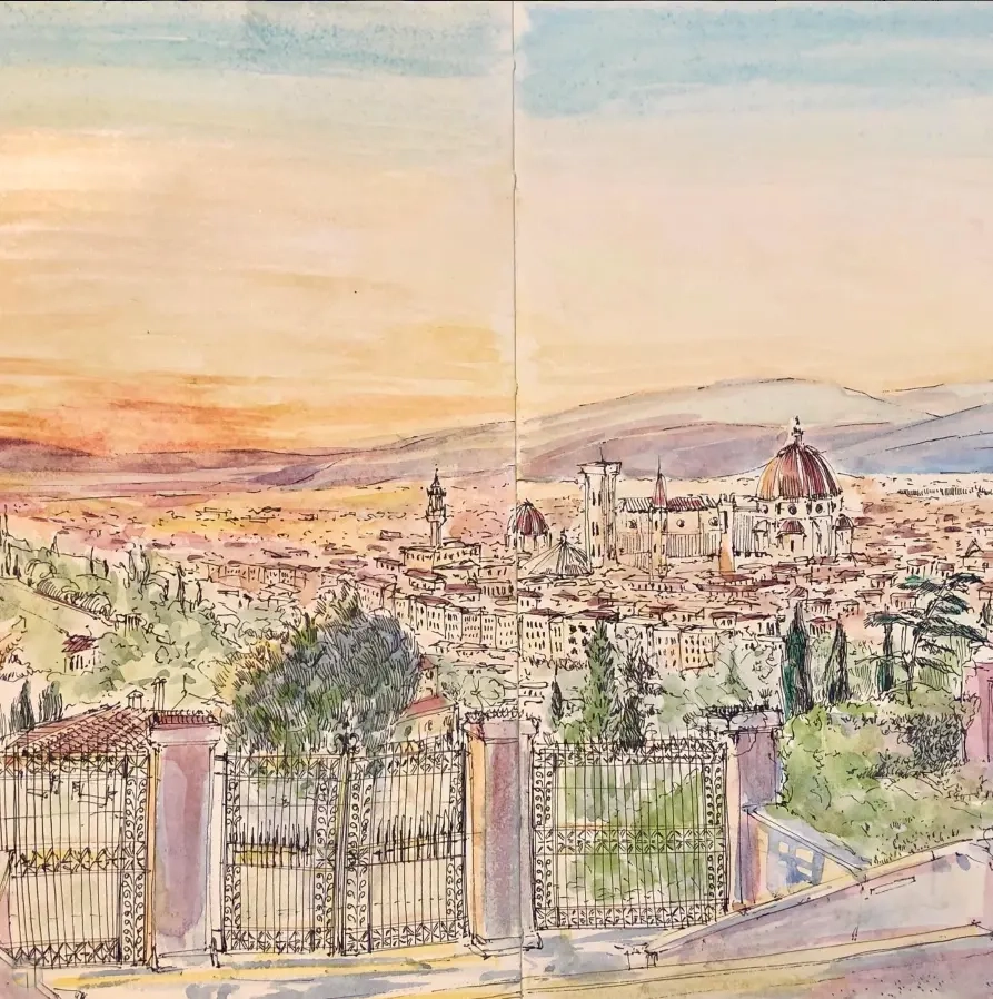 Florence cityscape watercolor sketch